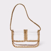 Shoulder Bag with Straw Detail