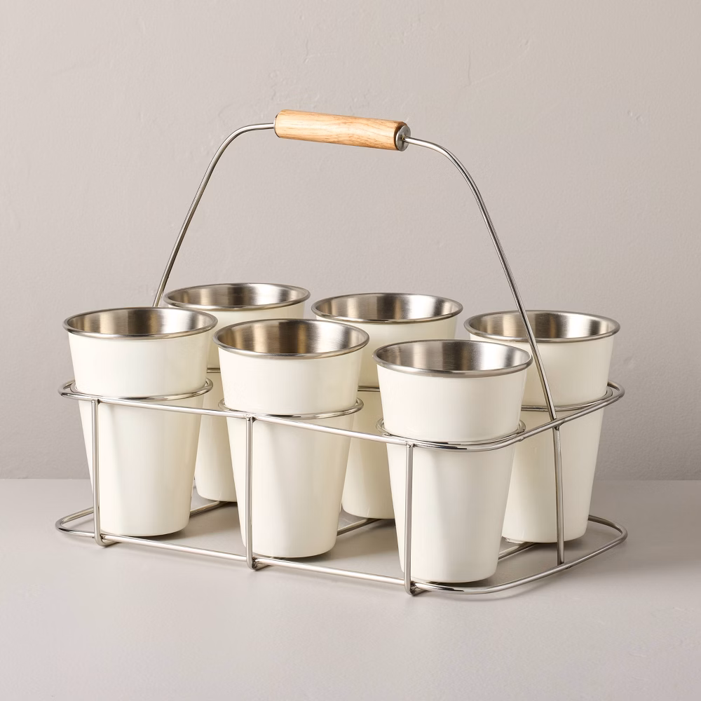 Metal Cups & Caddy 