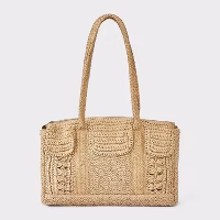Straw Satchel Tote Bag