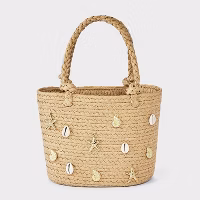 Straw Embellished Mini Tote Bag
