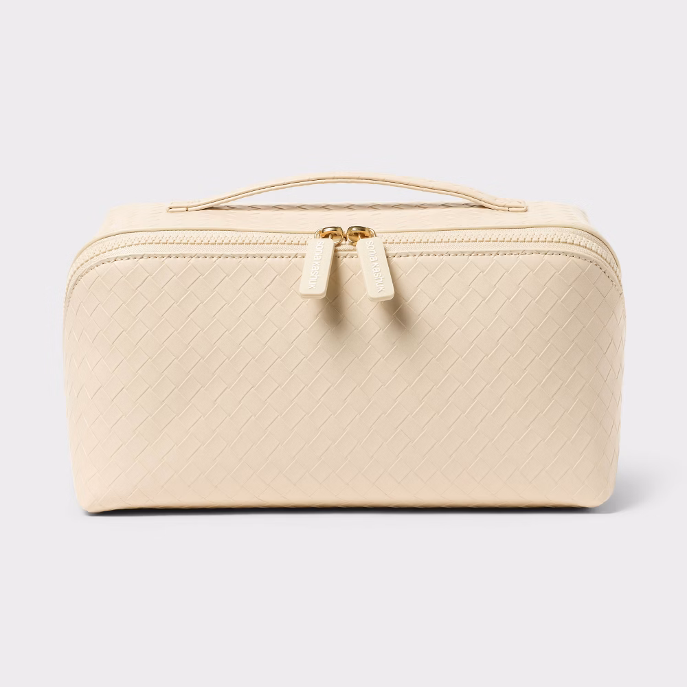 Diagonal-Zip Makeup Bag