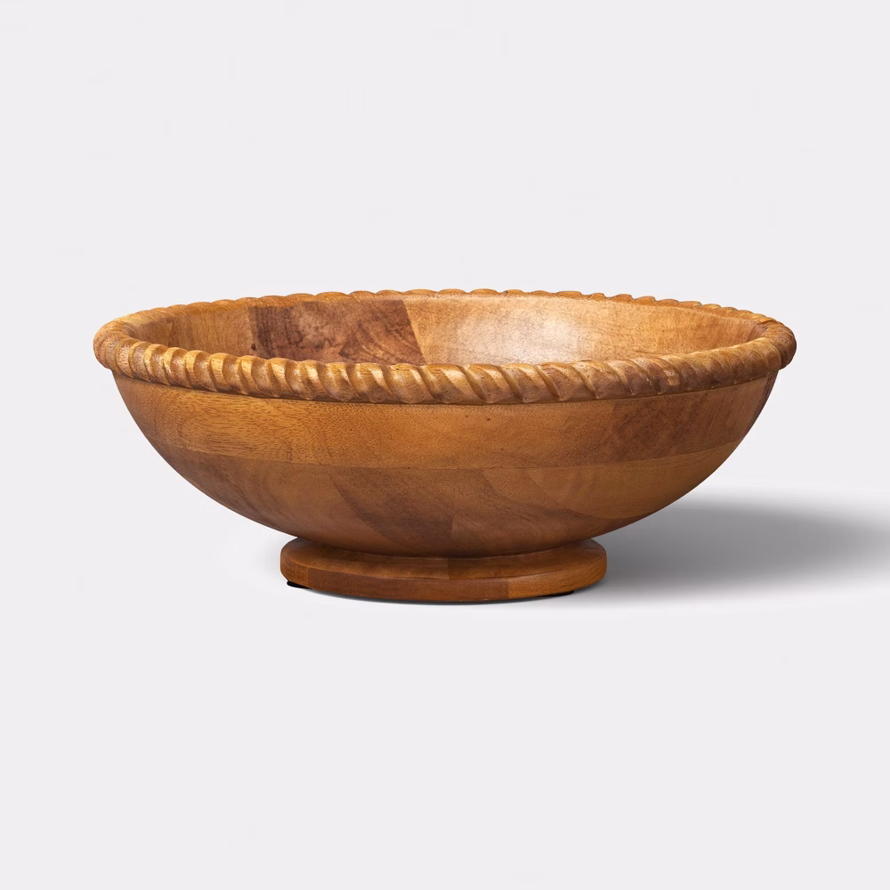 Carved Wood Fruit Bowl