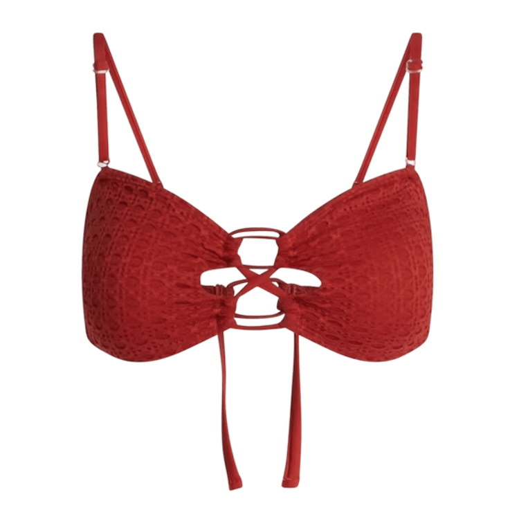 Kini Crochet Bandeau Bikini Top - Mahogony