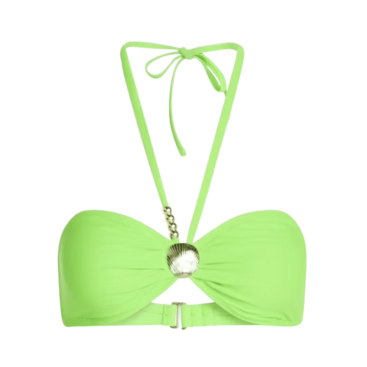 Shell Halter Bikini Top - Lime