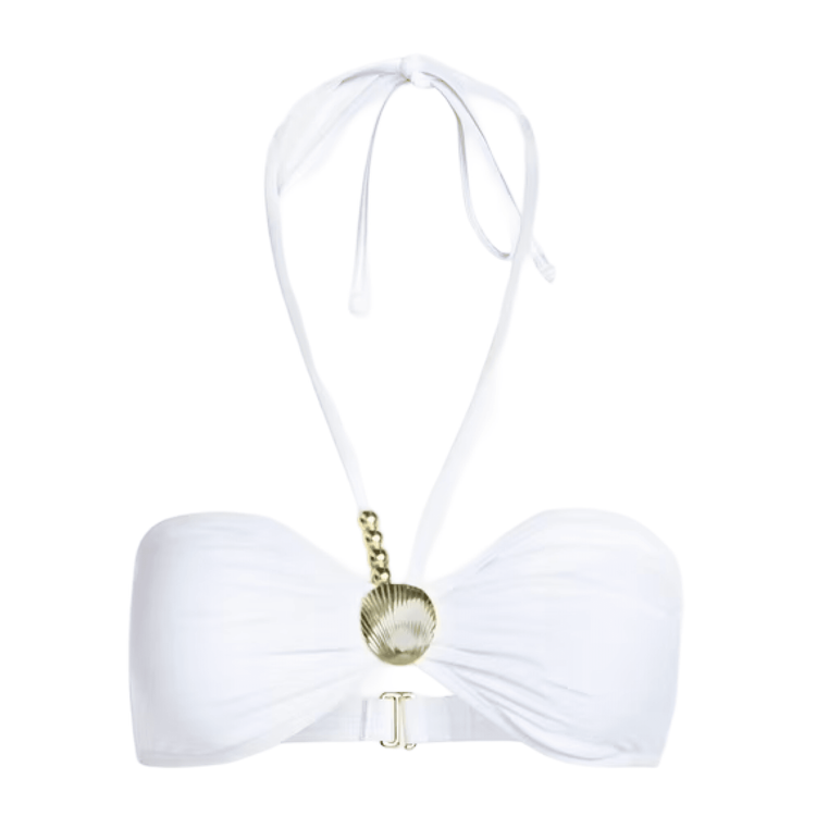 Shell Halter Bikini Top - White