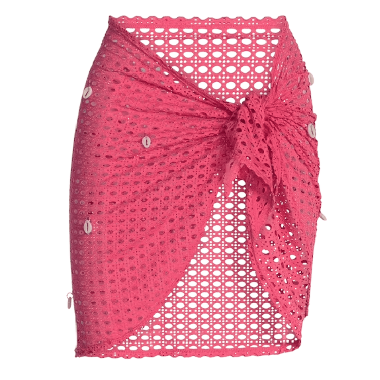 Thee Shell Skirt Crochet Sarong Coverup - Sorbet