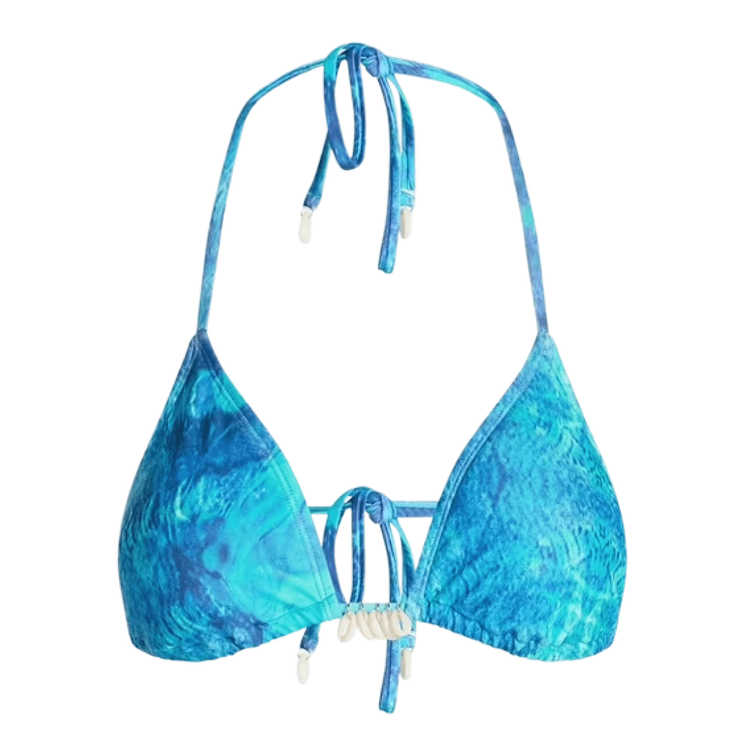Shell Triangle Bikini Top - Blue Print