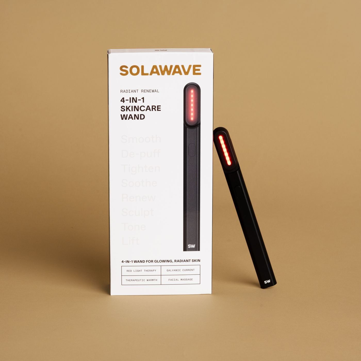 4-in-1 Radiant Renewal Skincare Wand with Red Light Therapy - Black