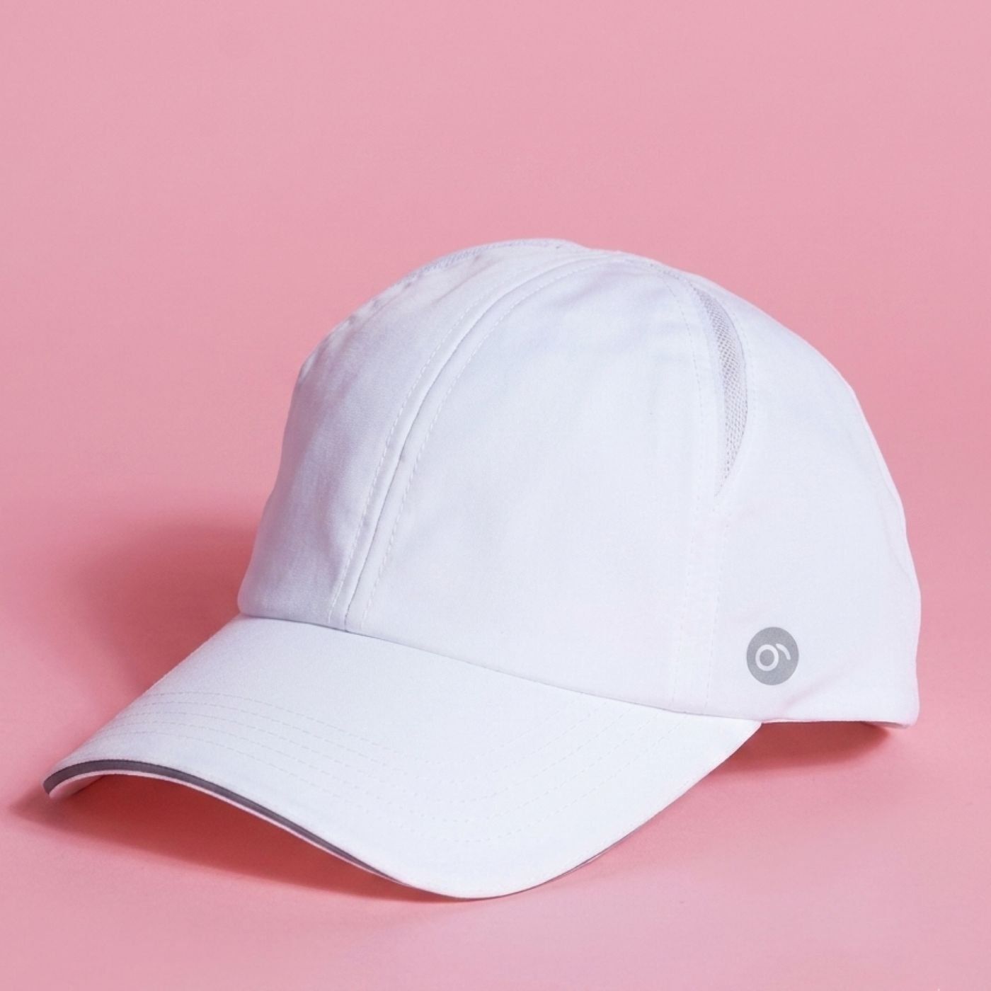 Mia Reflective Sandwich Brim Active Ponytail Cap - White